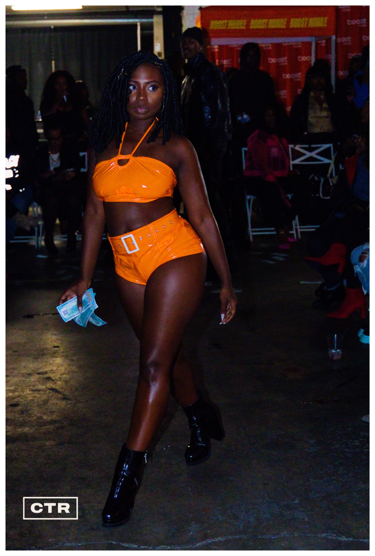 Runway — orange two-piece look